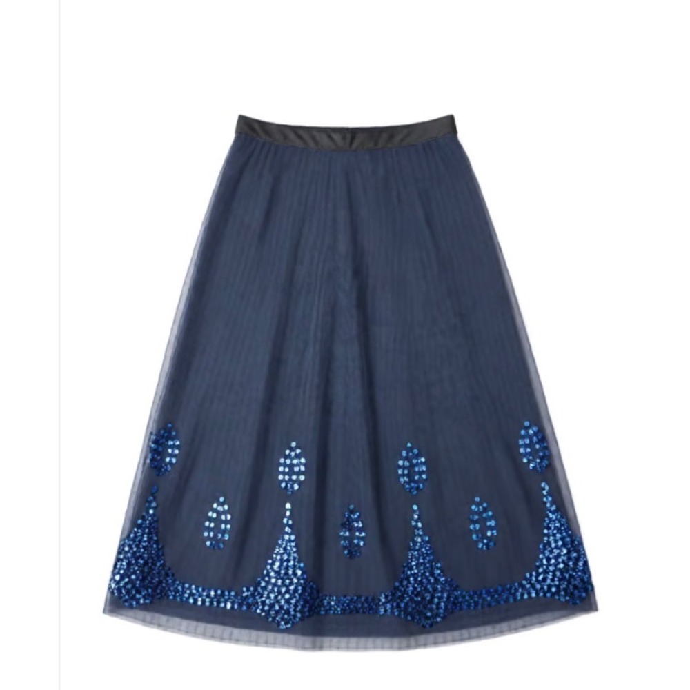 Old‎ Navy Blue Sequin Mesh Skirt Size 1 Low Waist Party Dance Special Occasion